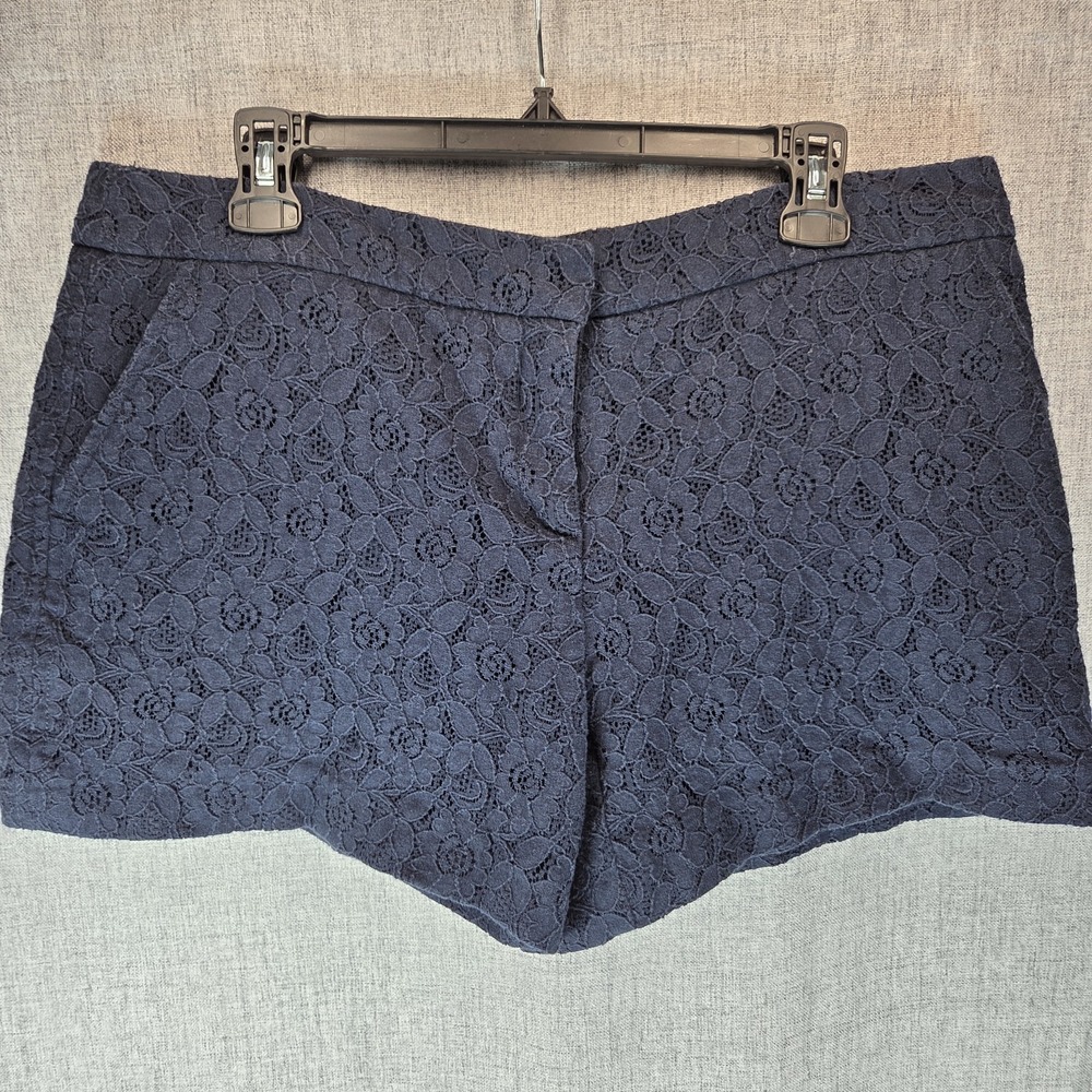 Women's Rose Lace Navy Shorts Lined Lila Rose Size 12 Chino Boho Floral Festival